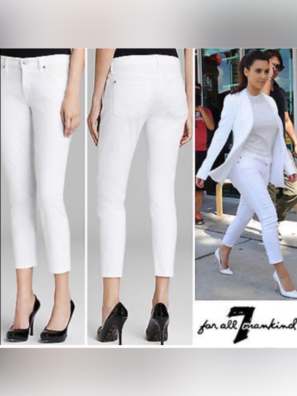 7 For All Mankind Kimmie Crop Contour Waist Skinny Jeans White